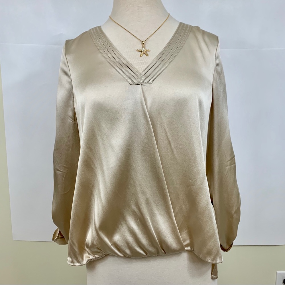 WHBM champagne silk top sz 6